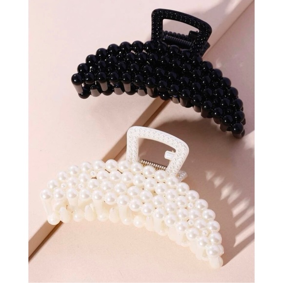 2pcs Faux Pearl Hair Claw - Picture 3 of 11